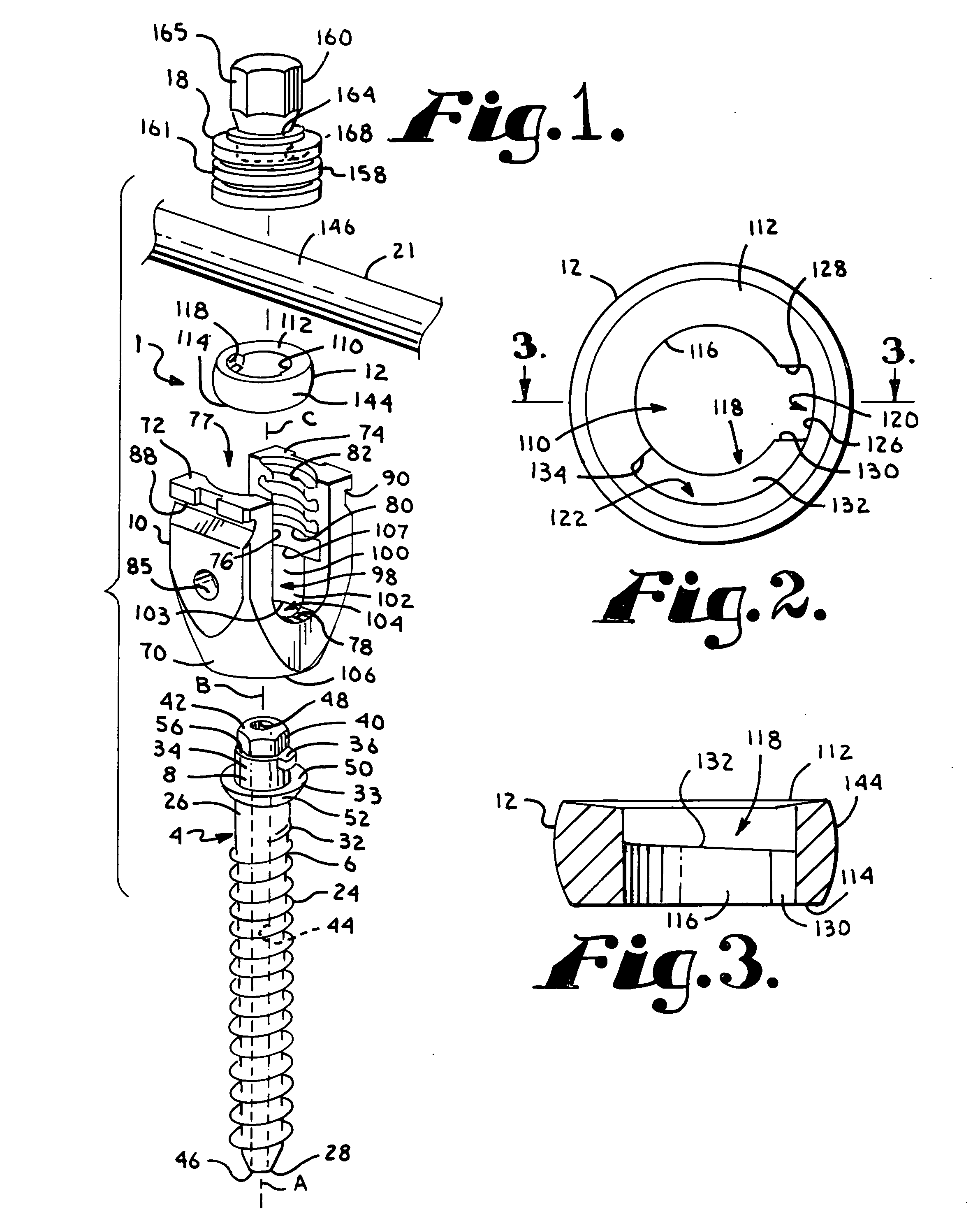 Polyaxial bone screw with cam capture