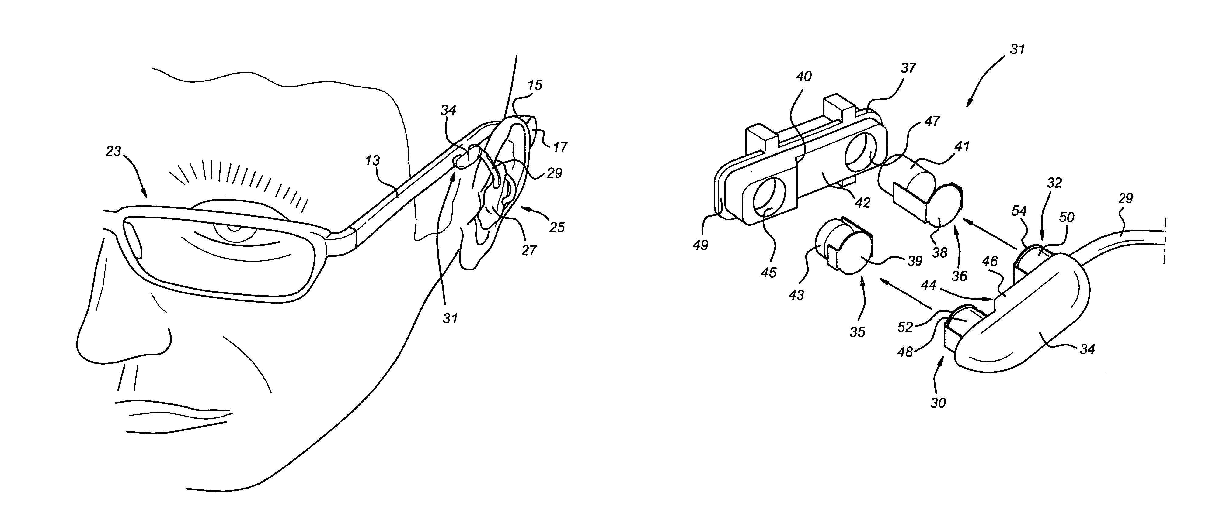 Connector assembly for connecting an earpiece of a hearing aid to glasses temple