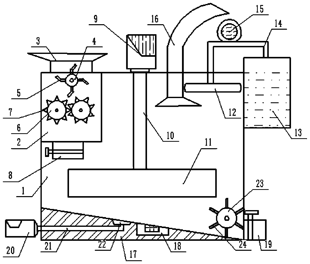 Livestock breeding excrement recycling treatment device