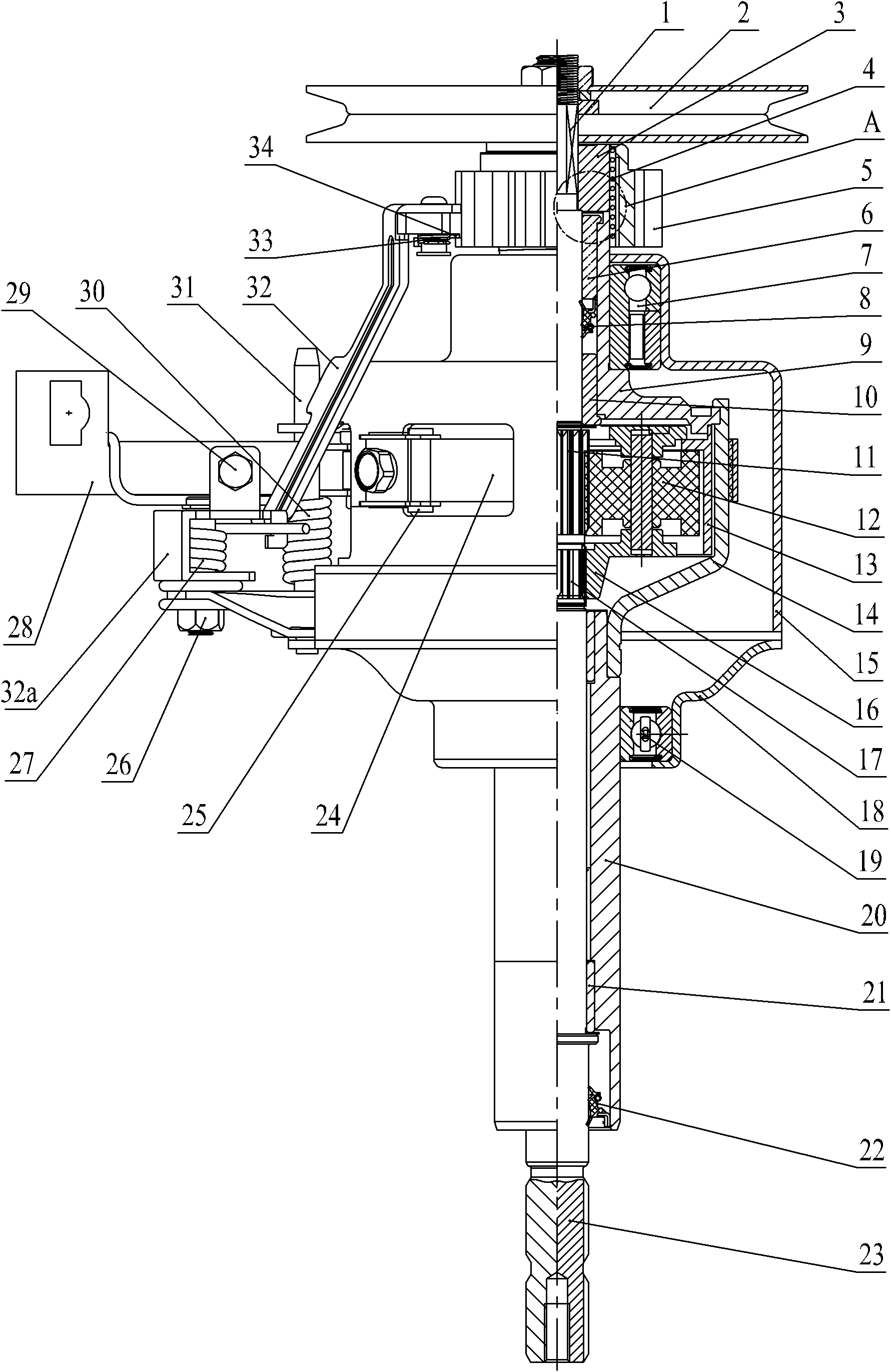 High-capacity deceleration clutch for full-automatic agitator washing machine