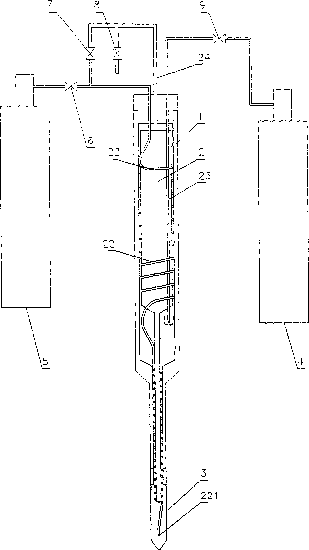 Pre cooling type refrigeration method and pre cooling type treatment device for curing tumour