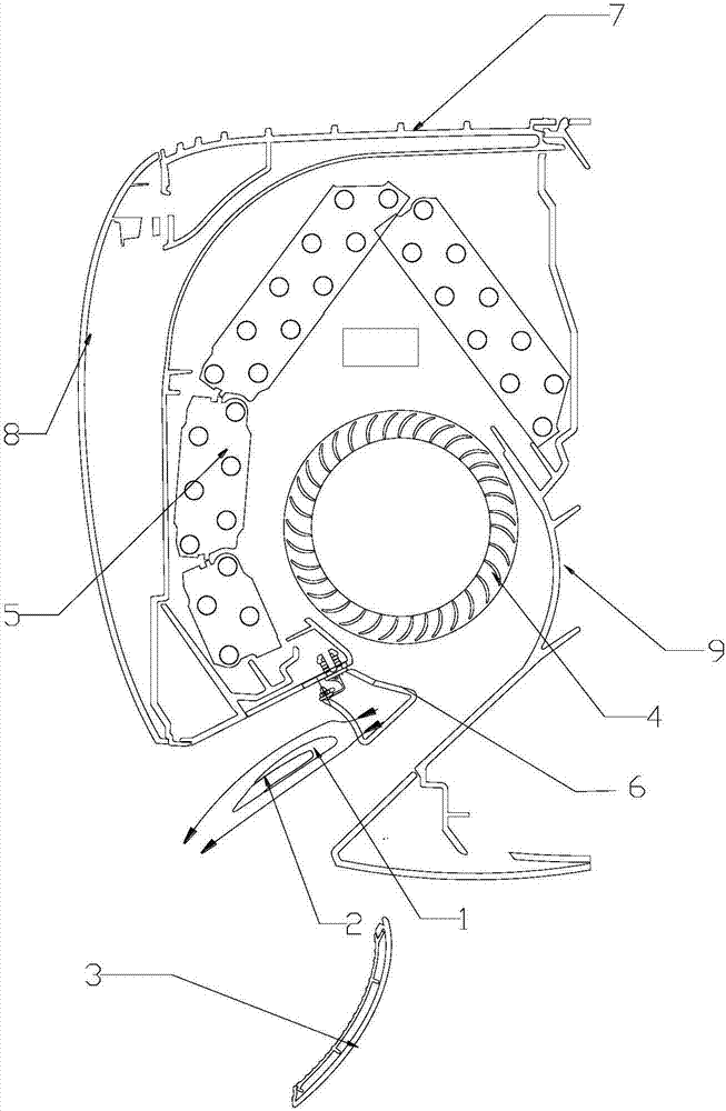 Heating air conditioner internal unit and air deflector structure and air guide control method thereof