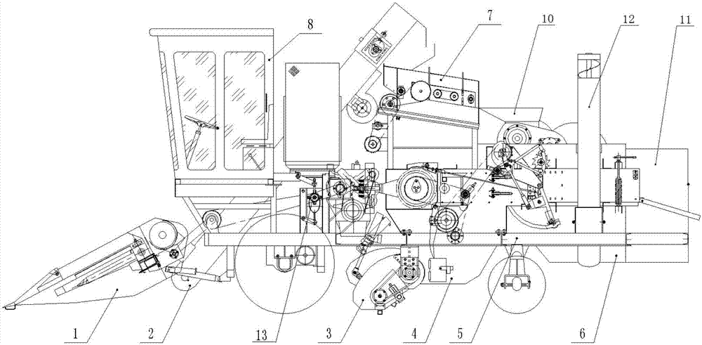 Self-propelled corn grain direct harvesting and straw baling combine harvester