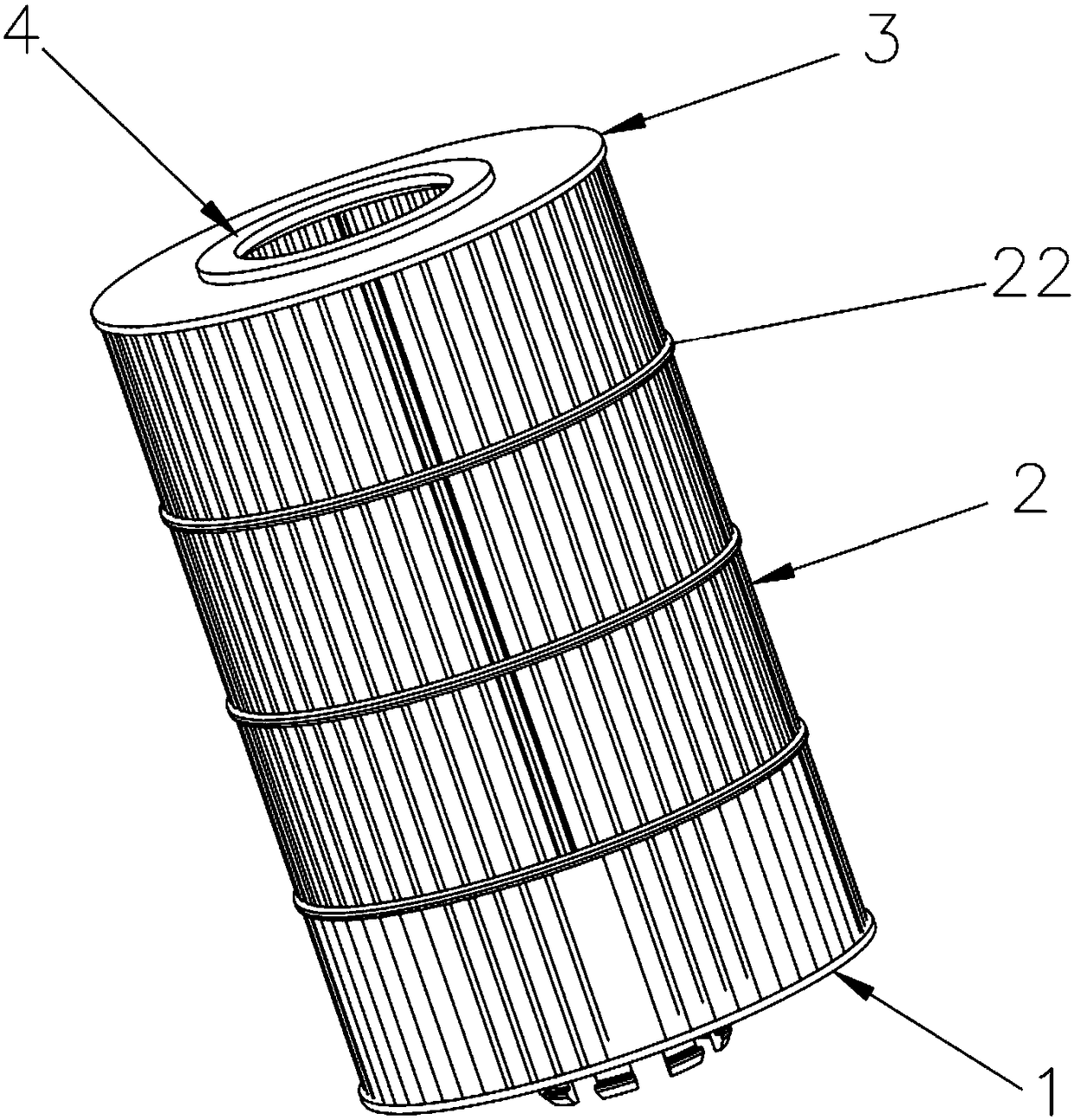 Metal-free-material filter element and filter thereof