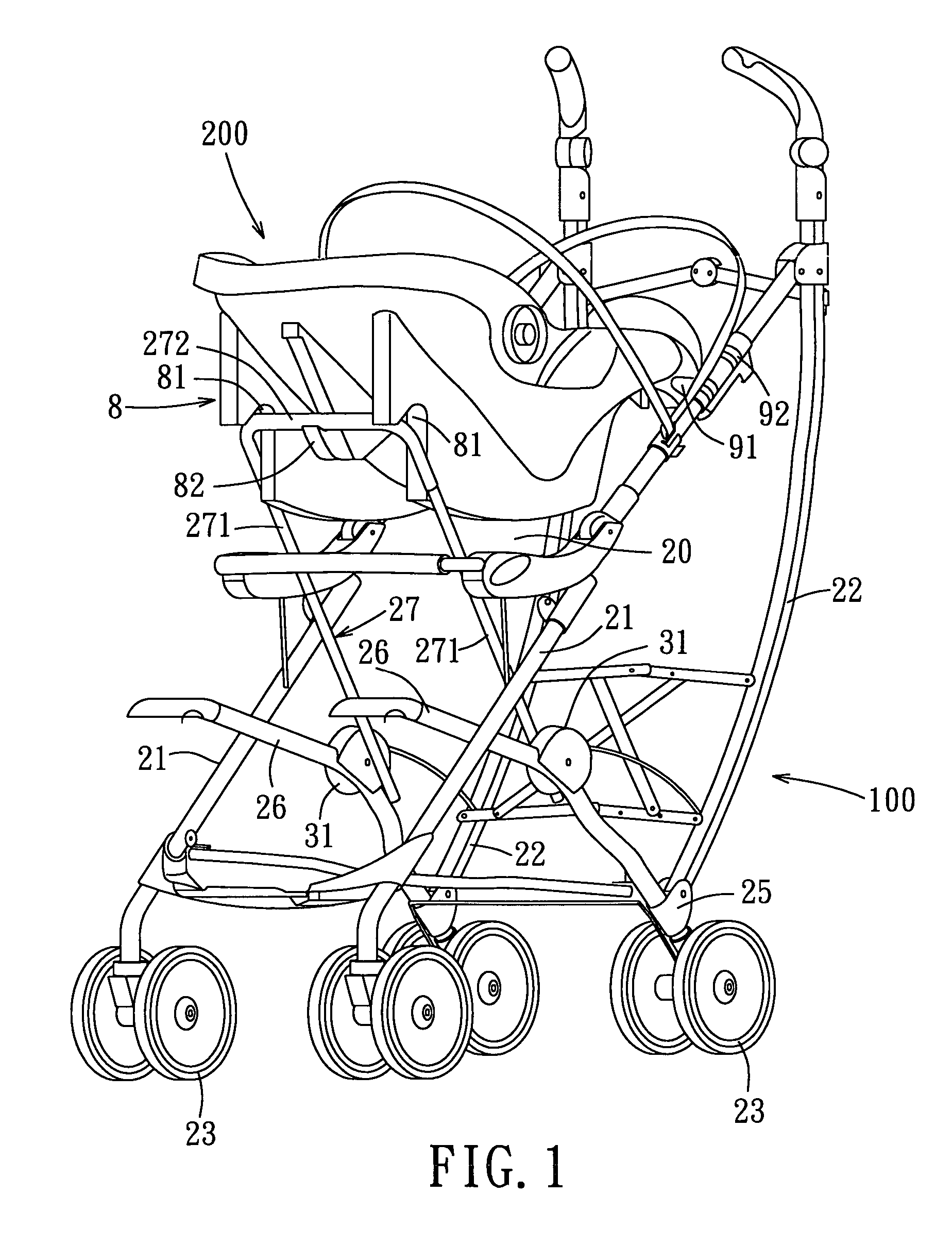 Baby carriage chassis adapted to support a baby's car seat thereon