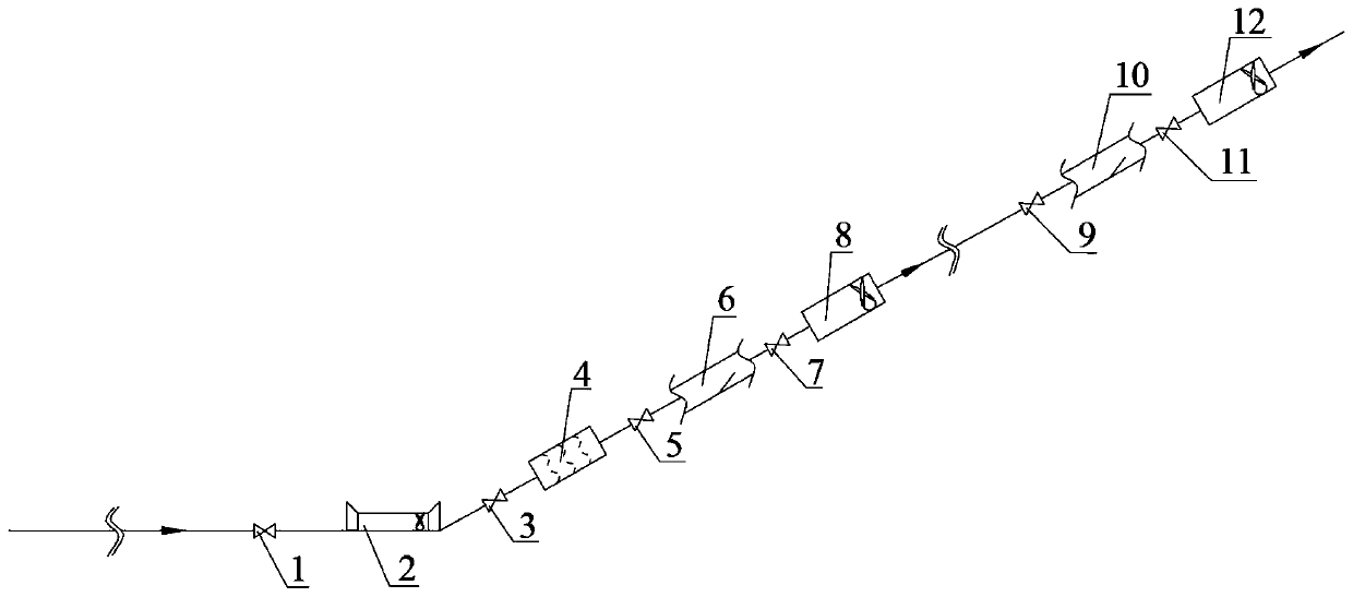 A spiral flow drainage device for surface natural gas pipelines