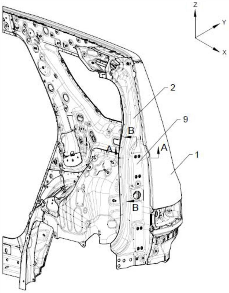 Back door hinge mounting structure and automobile