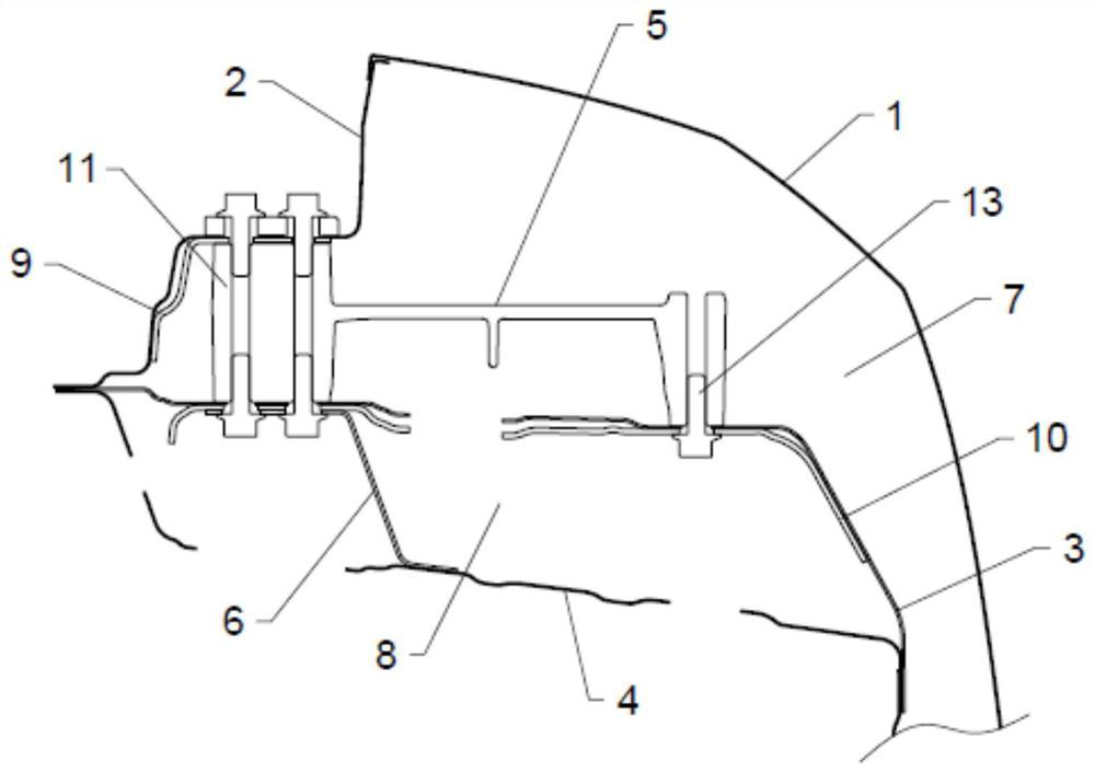 Back door hinge mounting structure and automobile