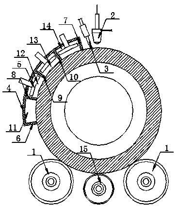 A preheating and surfacing device for wear-resistant layer of limestone crushing roller