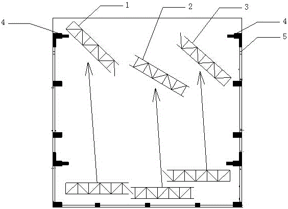 Lifting method of steel structure roof truss pulling bar in narrow space