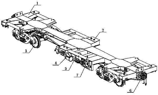 A railway non-standard container transport flat car