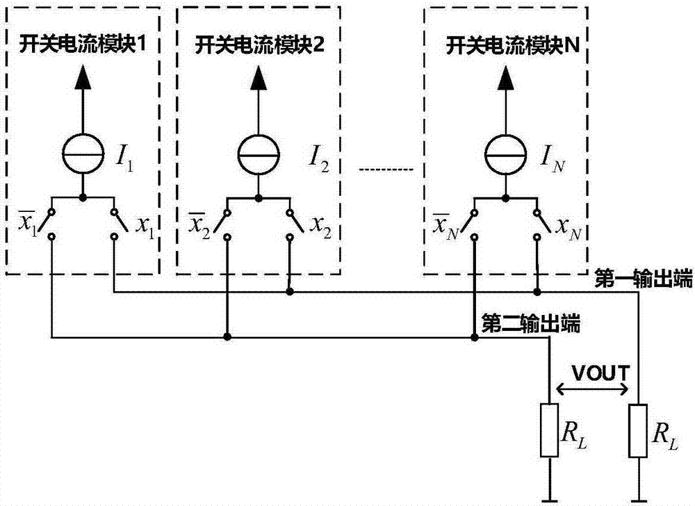 Switching current device and digital-analog converter based on same