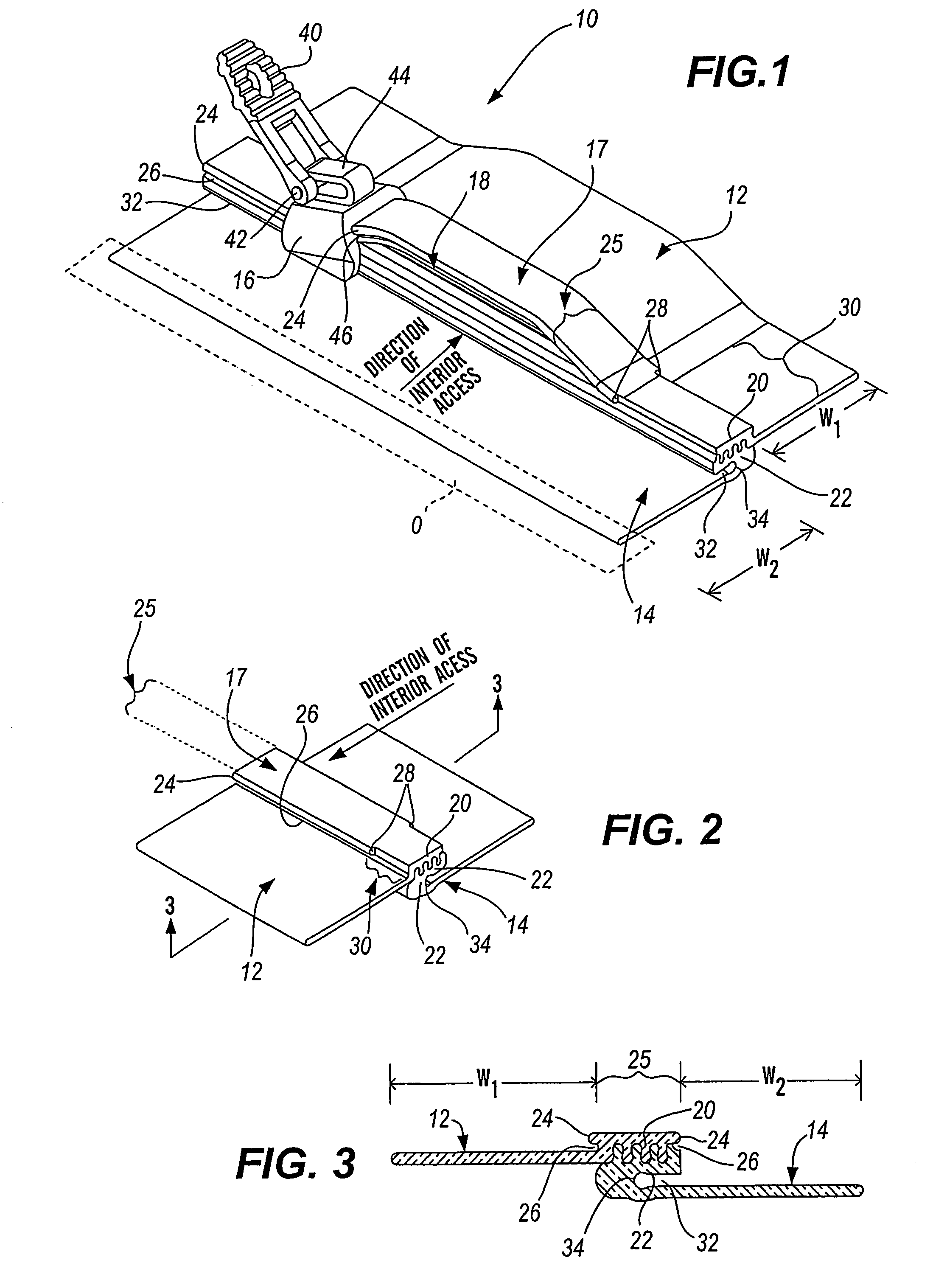 Device for creating a seal between fabrics or other materials