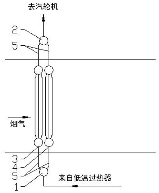 Multi-tube-bank superheater of waste heat boiler