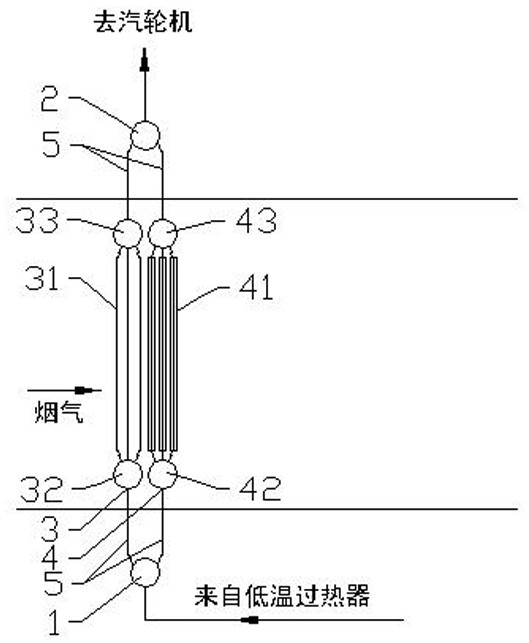 Multi-tube-bank superheater of waste heat boiler