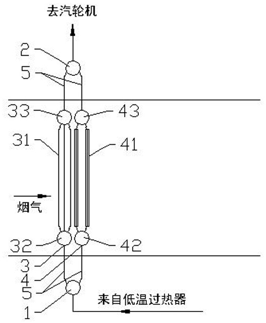 Multi-tube-bank superheater of waste heat boiler