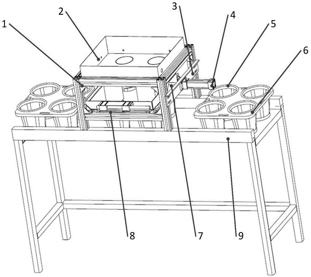 Flowerpot soil filling device for plug seedling automatic transplanting machine