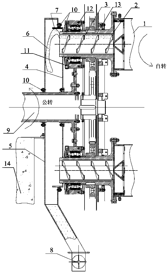 Collecting device of horizontal planetary ball mill