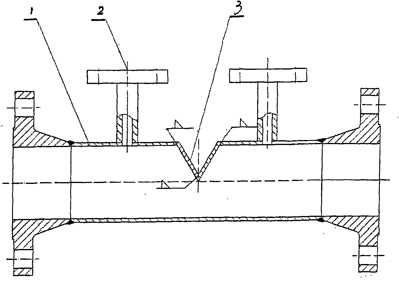 Wedge shape pore plate flow measurement device with whole tungsten carbide material