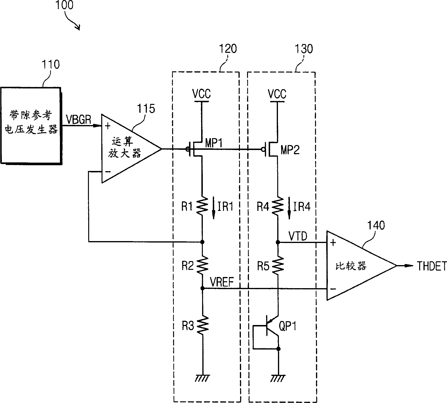 Temp. checking circuit unsensing for change of supply voltage and temp