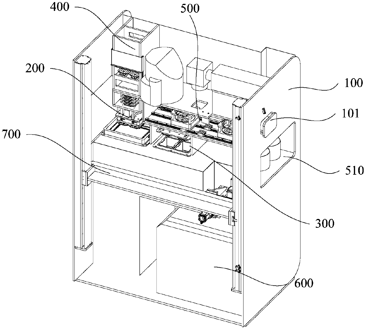 Integrated invisible tooth correcting device production equipment