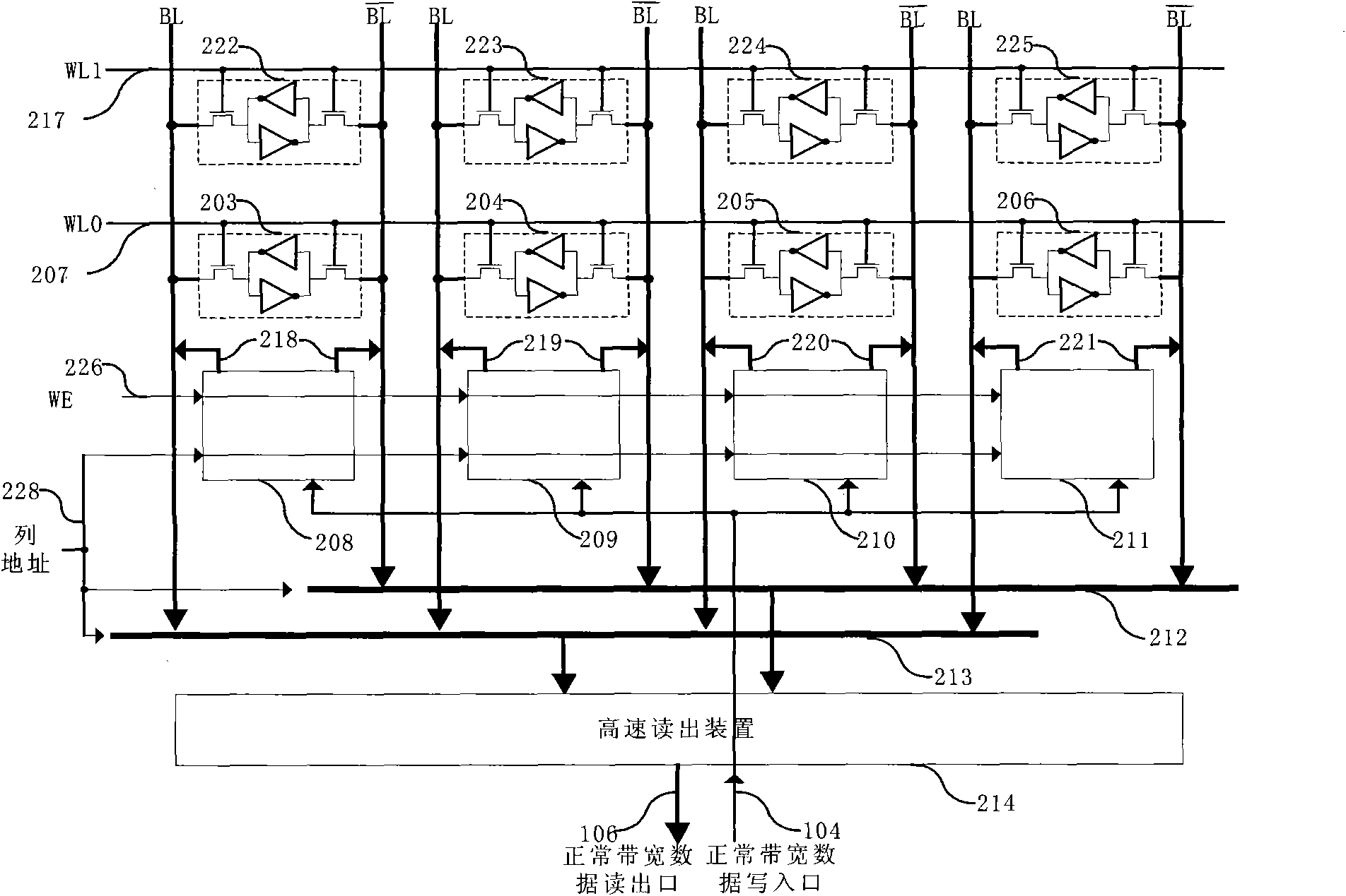 Broadband read-write memory apparatus