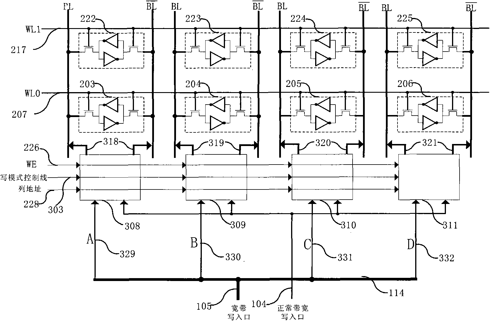 Broadband read-write memory apparatus