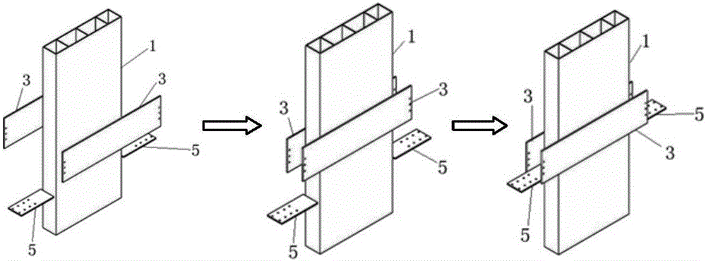 Double-side plate node using lower flange for connection and assembly method