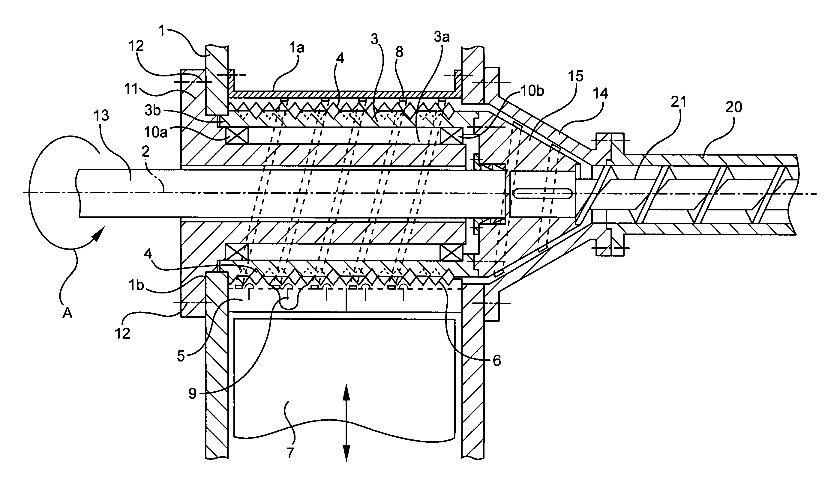 Device for the comminution of materials