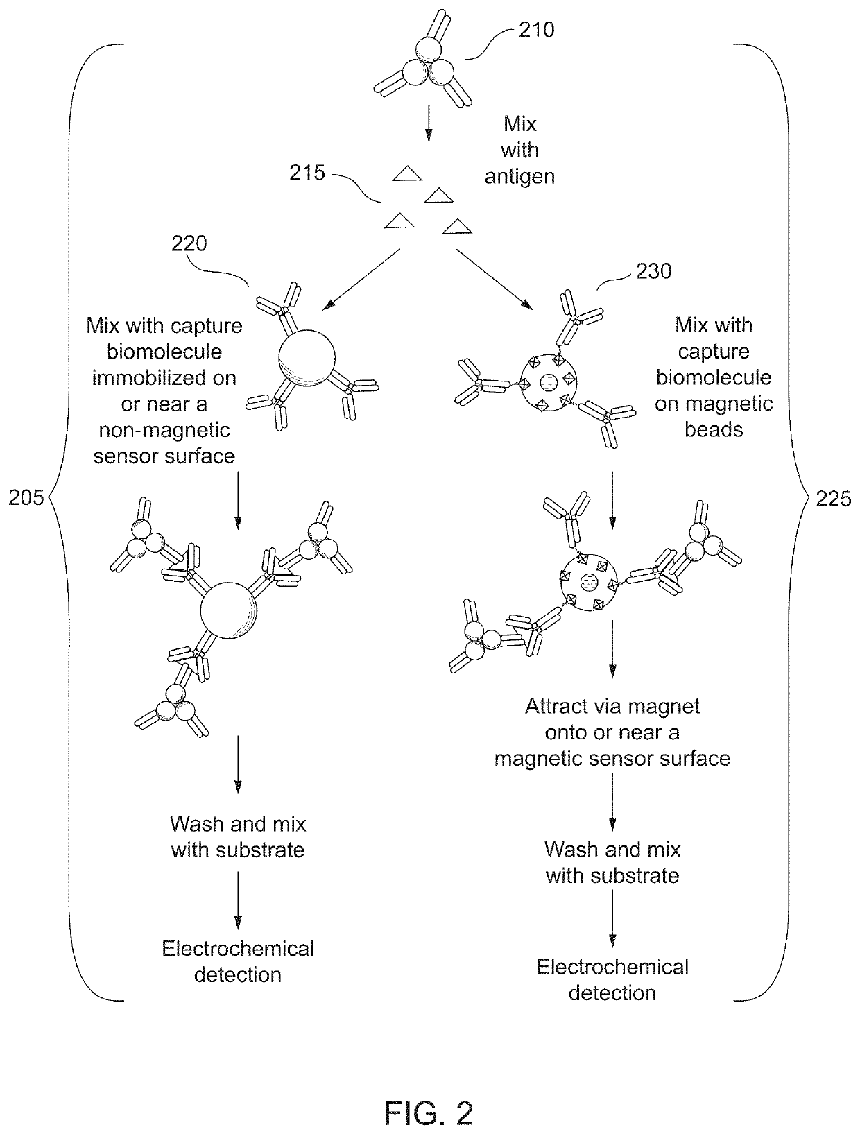 Extended range immunoassay devices with immunosensor and magnetic immunosensor