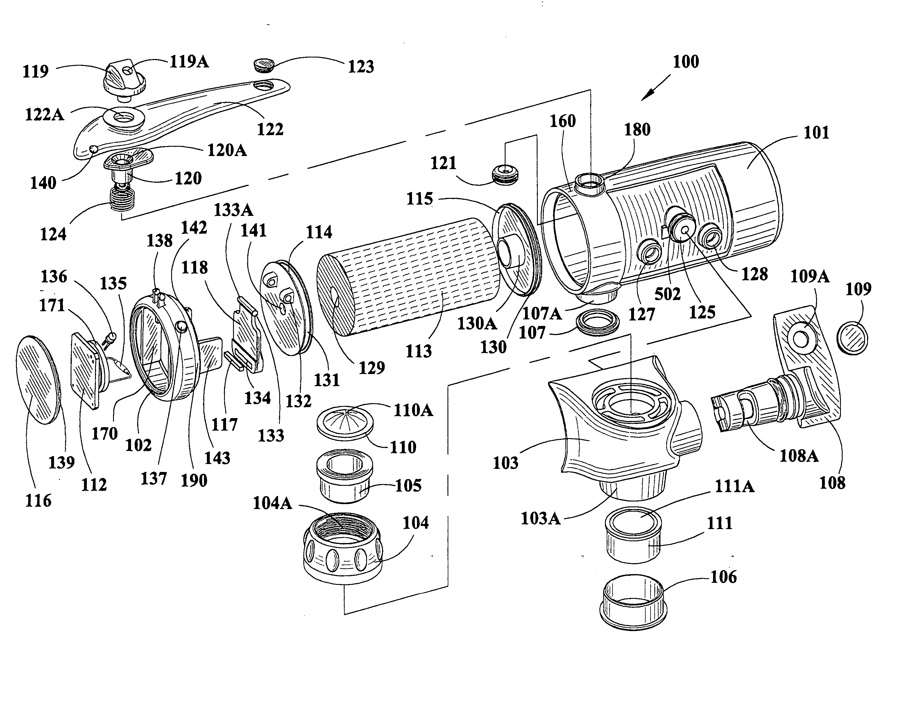 Single-use long-life faucet-mounted water filtration devices