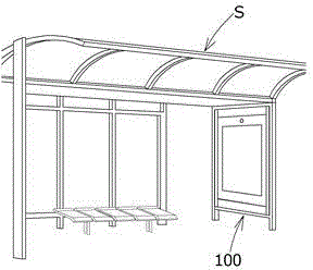 Outdoor advertisement display device installation frame for the bus shelter