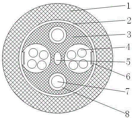 Skeleton type photoelectric composite cable and manufacturing method thereof