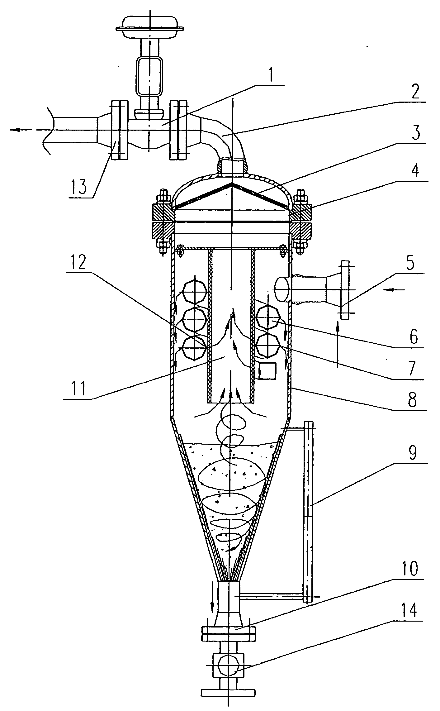 Adjustable gas-liquid centrifugal separator and separating method