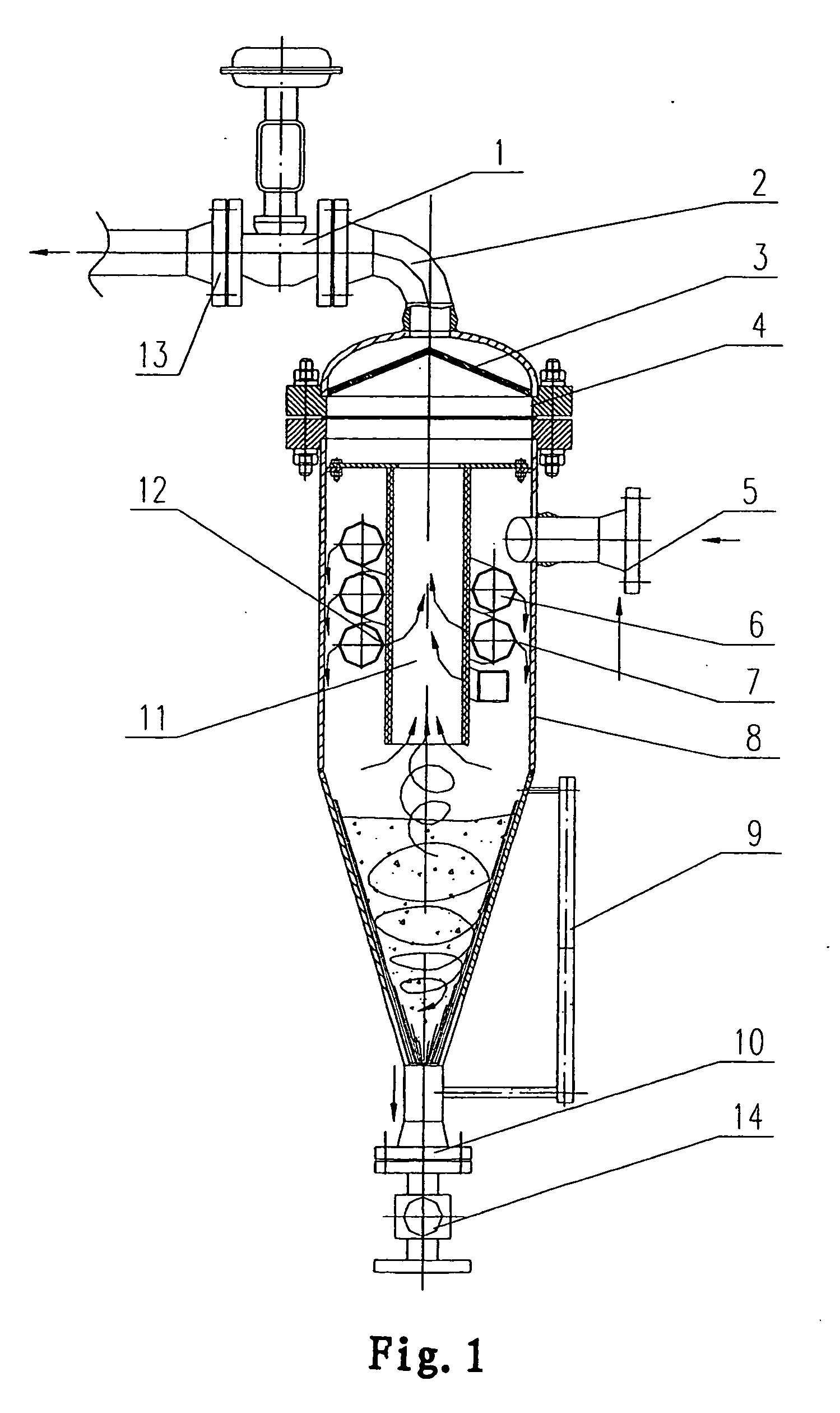 Adjustable gas-liquid centrifugal separator and separating method