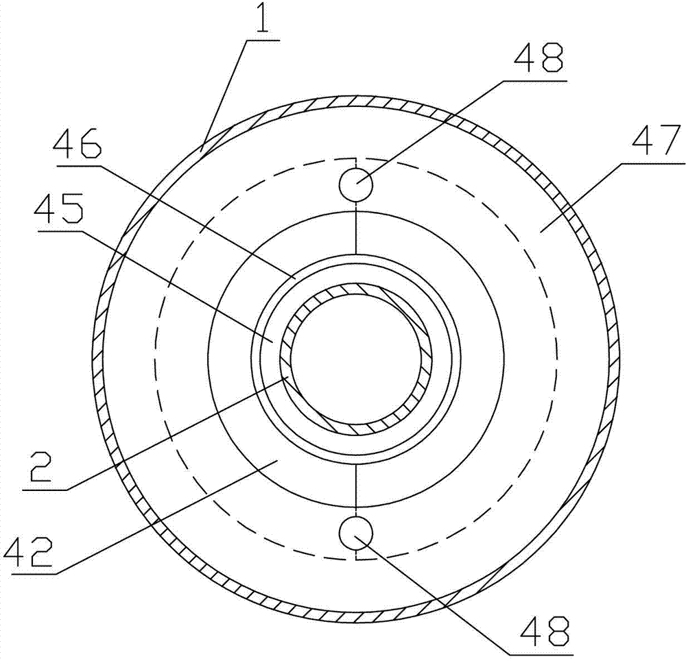 Sealing and partitioning device between feeding area and discharging area in dynamic rotary sterilizing cabinet