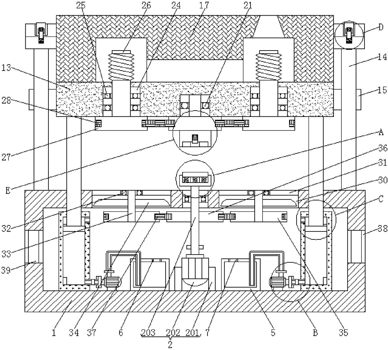 Material-blocking-preventing thread type pouring device for auto part machining