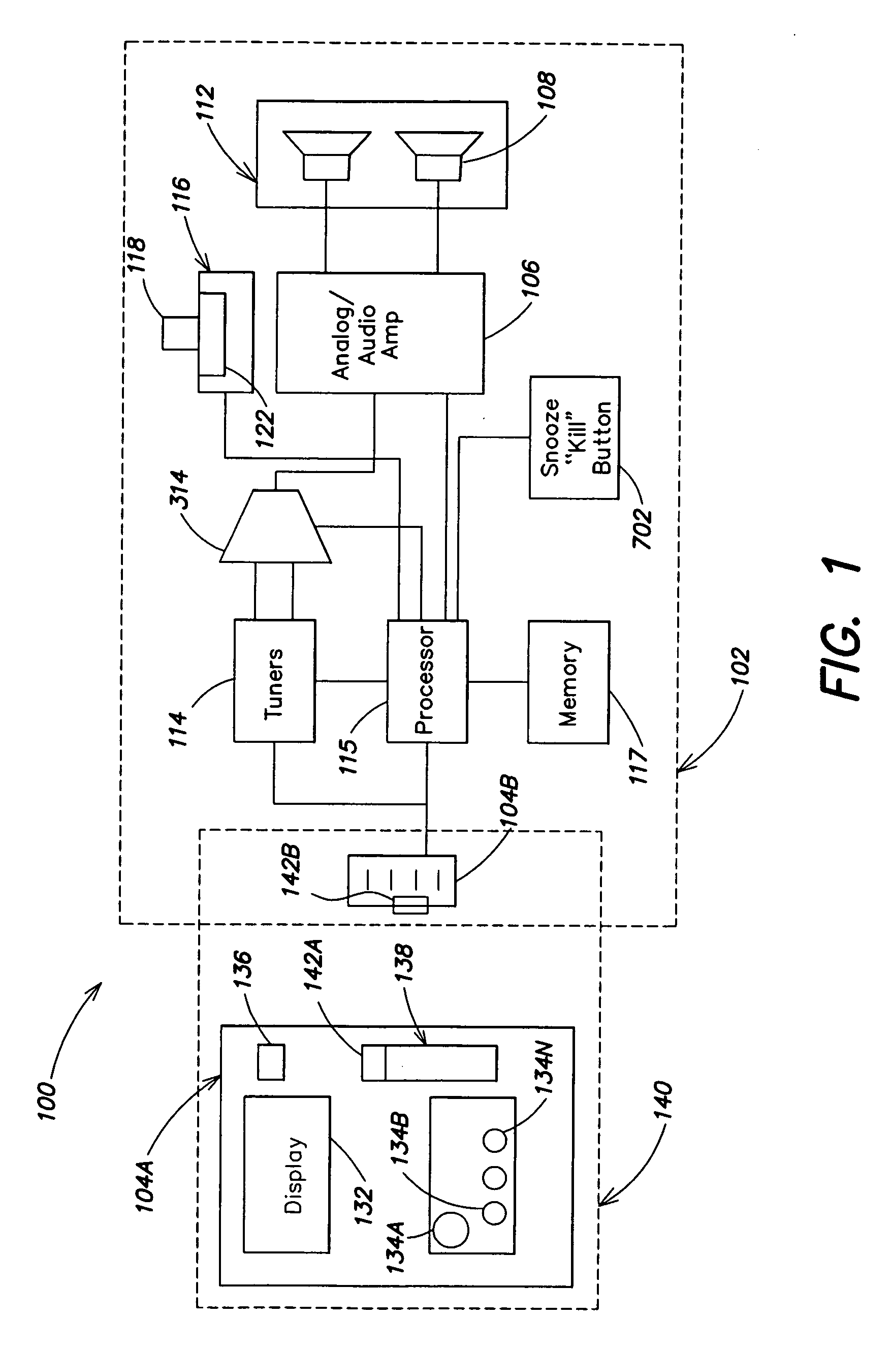 Entertainment system with bandless tuning, remote control, alarm and universal docking