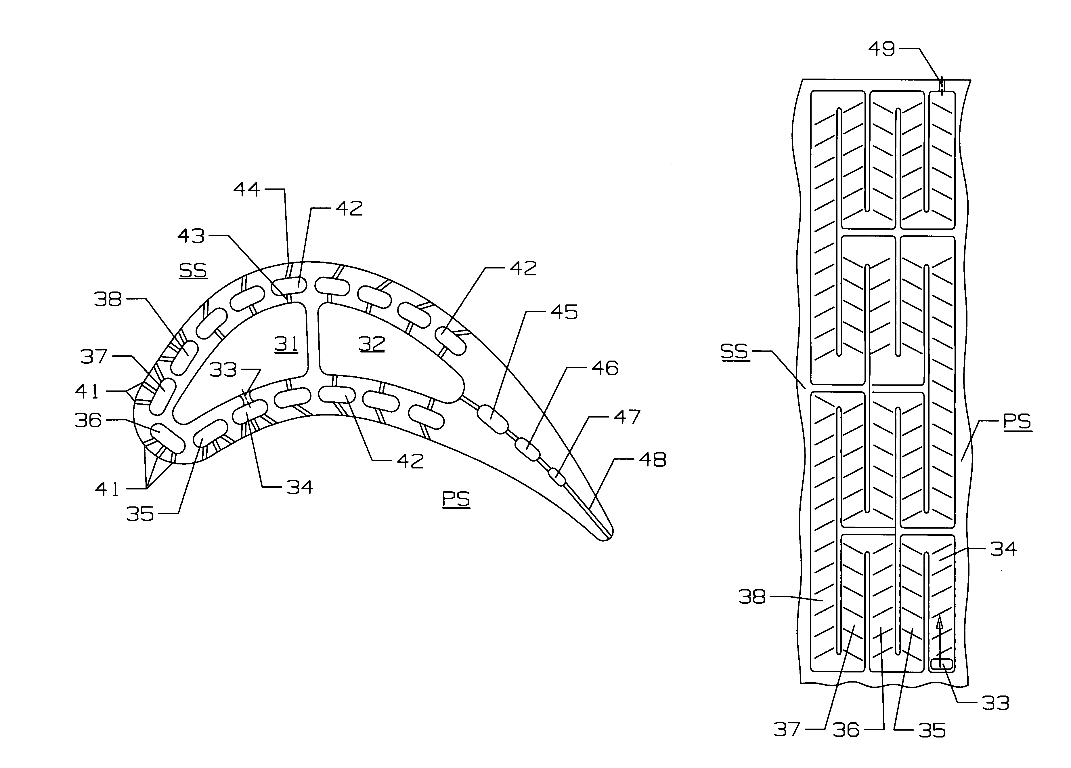 Turbine airfoil with near-wall serpentine cooling