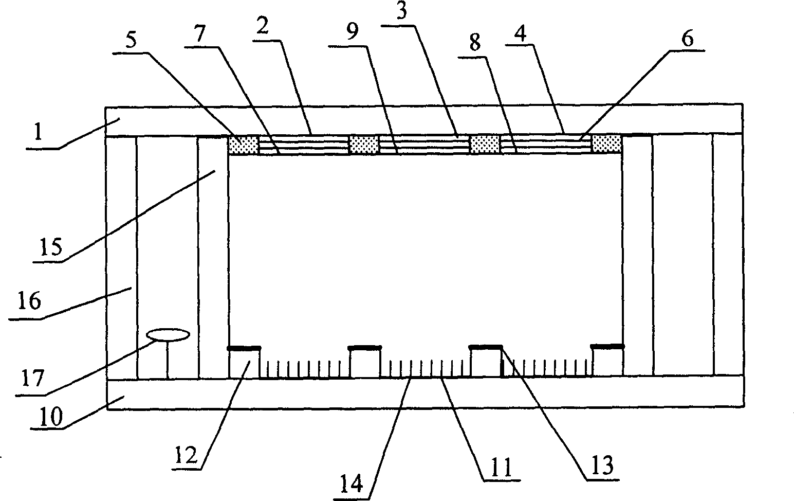 Plane luminous display with high-colority contrast structure and its making process