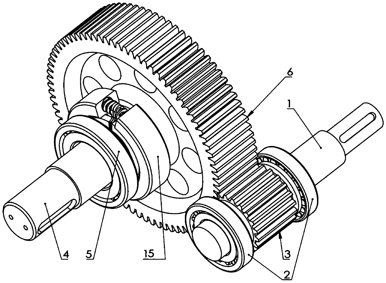 Portable rotary force vibration reduction gear transmission device for high-damping shaft