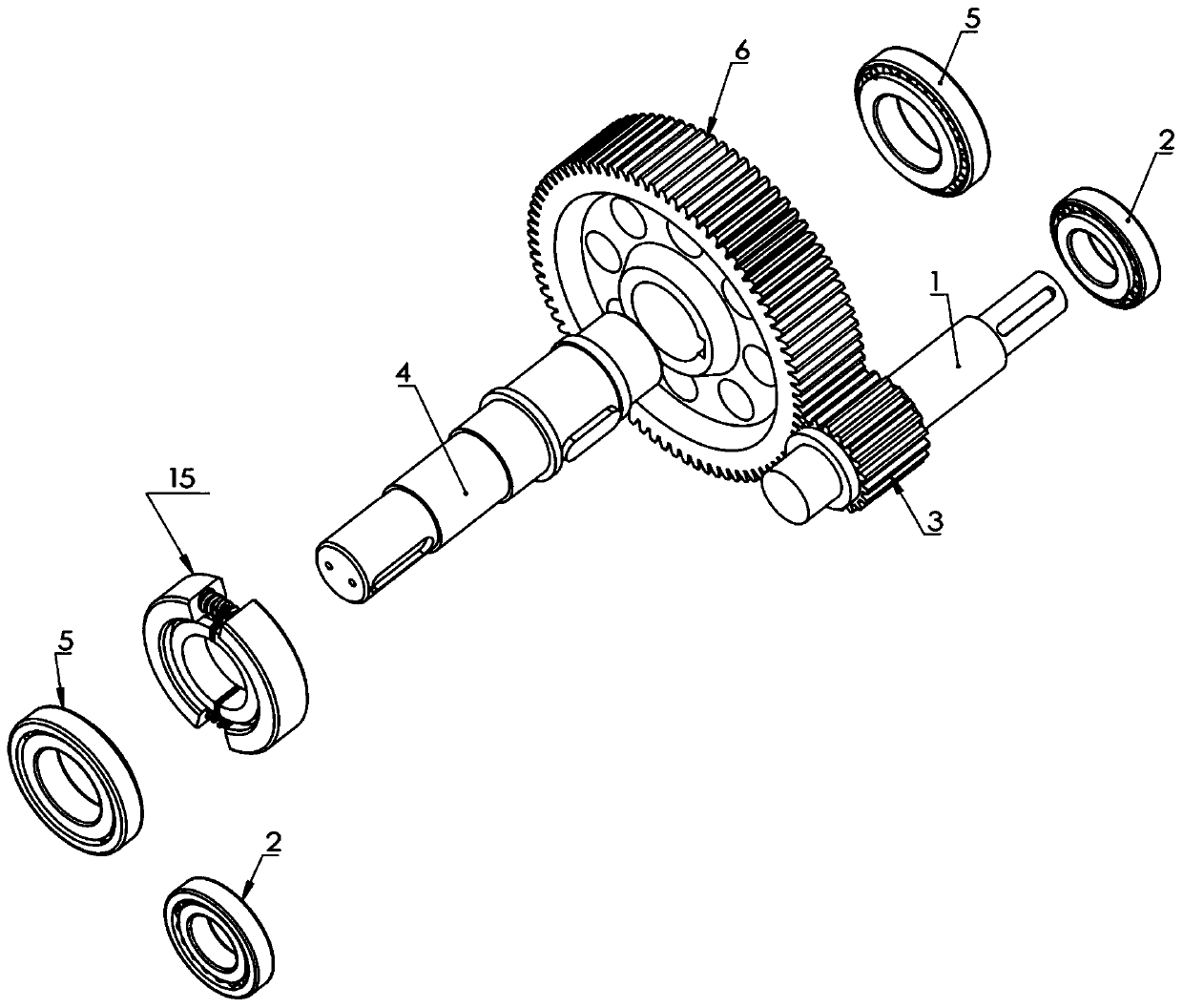 Portable rotary force vibration reduction gear transmission device for high-damping shaft