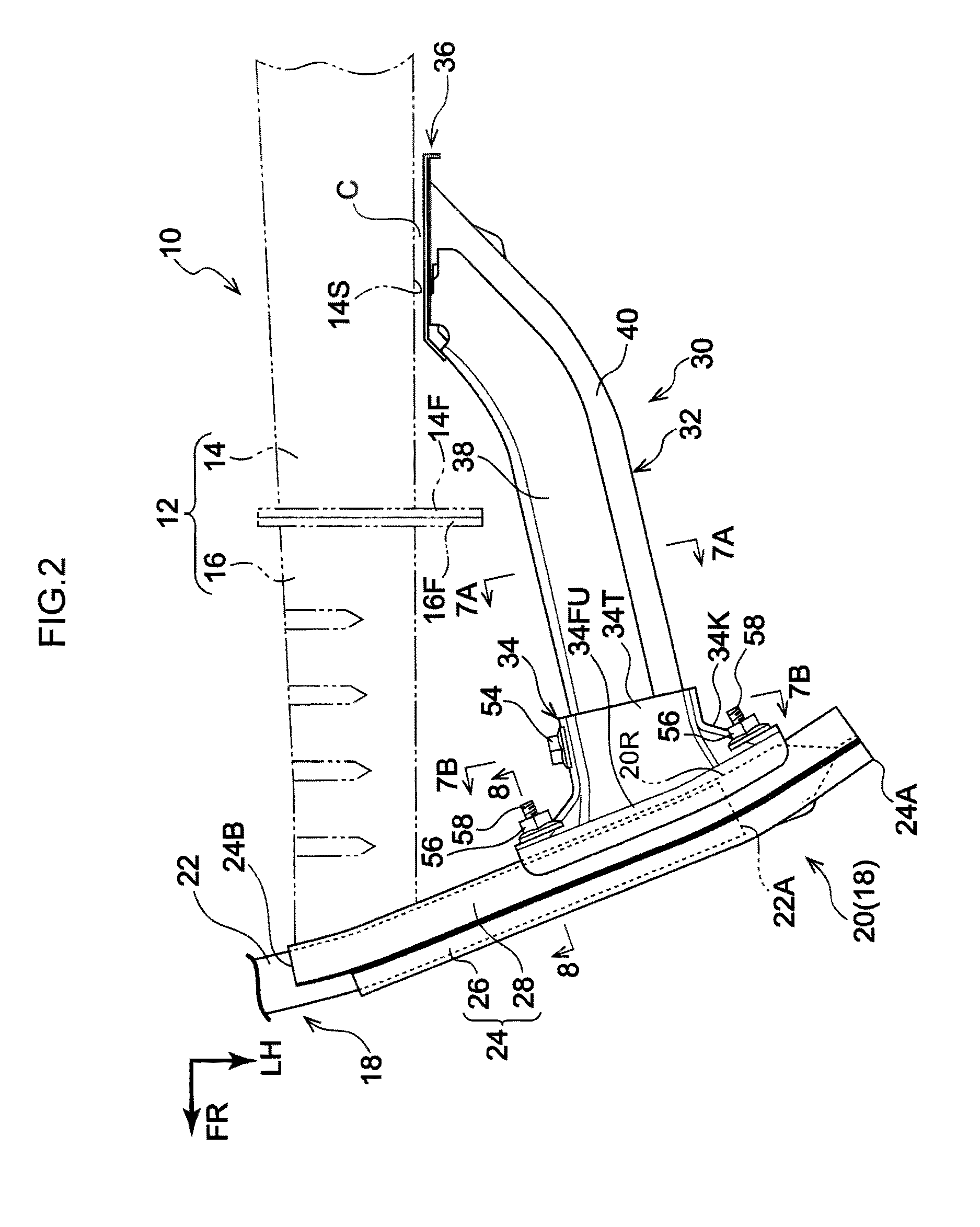 Vehicle body end section structure