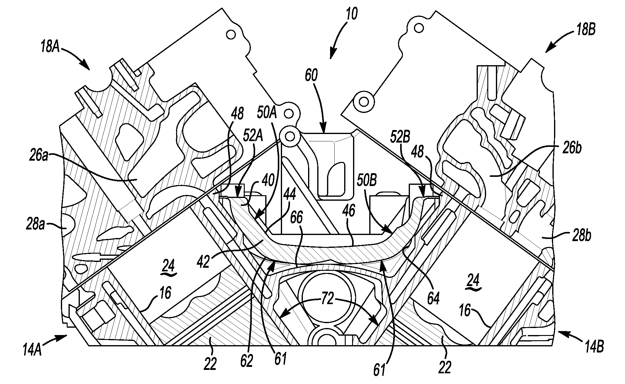 Thermal and acoustic valley shield for engine assembly