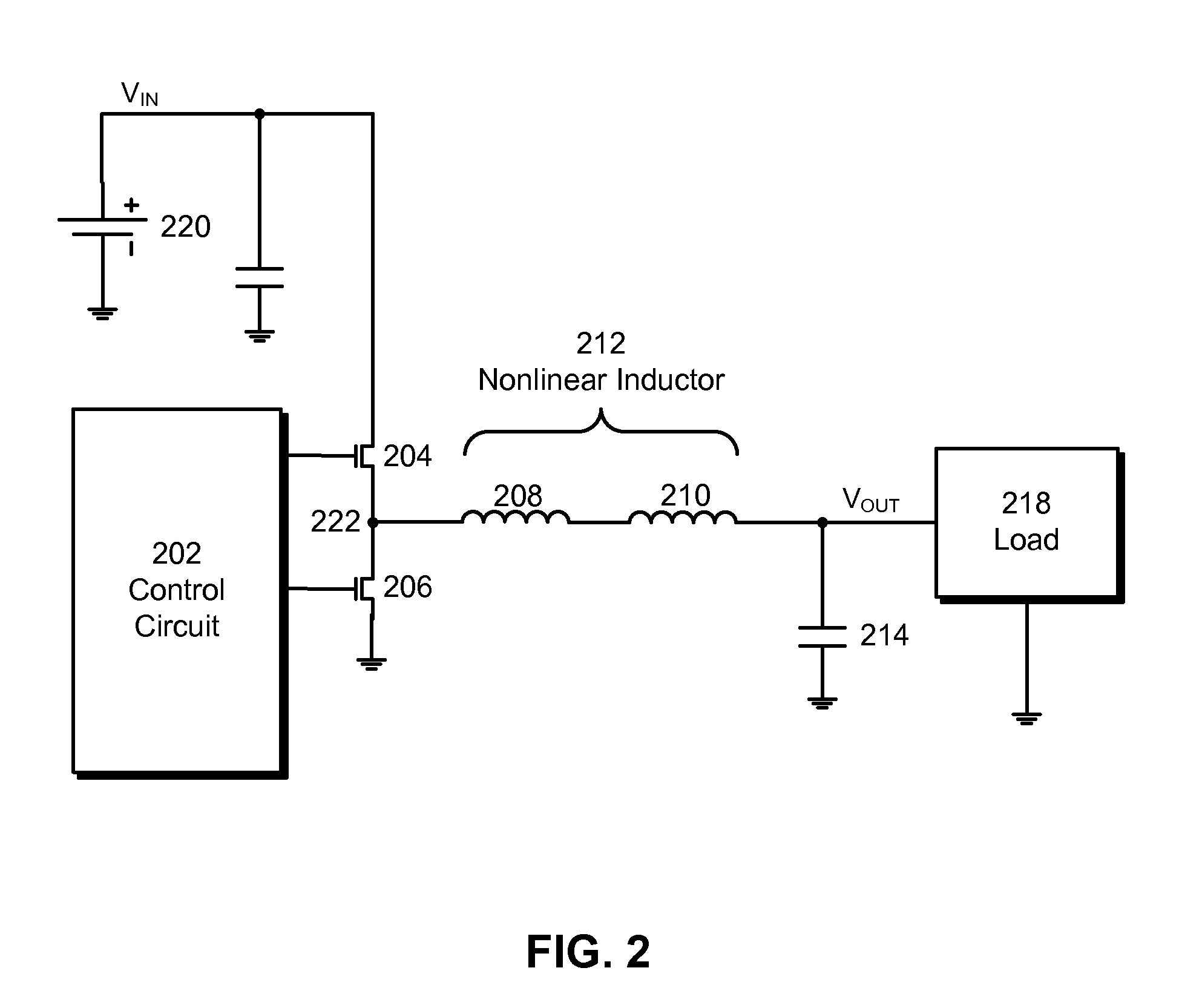 Increasing the light-load efficiency of voltage regulators using nonlinear inductors with cores of different materials