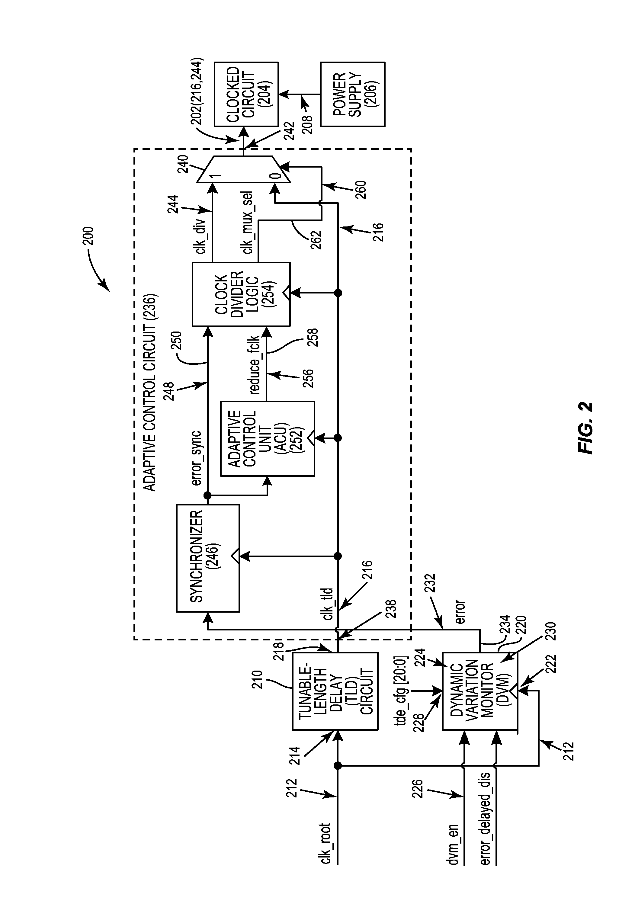 Automatic calibration circuits for operational calibration of critical-path time delays in adaptive clock distribution systems, and related methods and systems