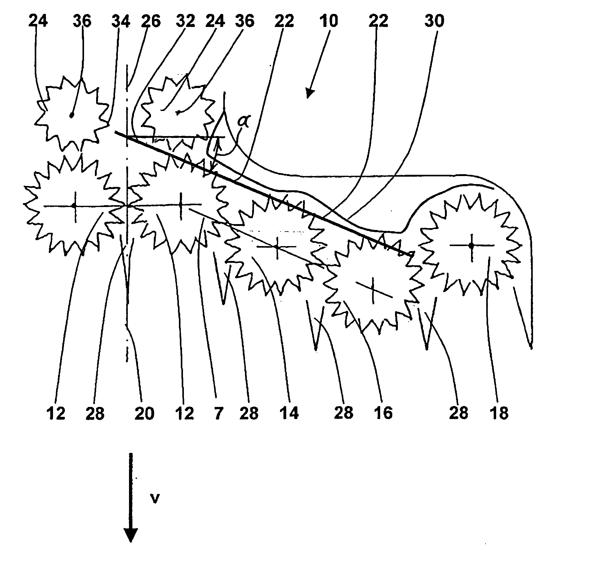 Header having an angled transverse feeding channel