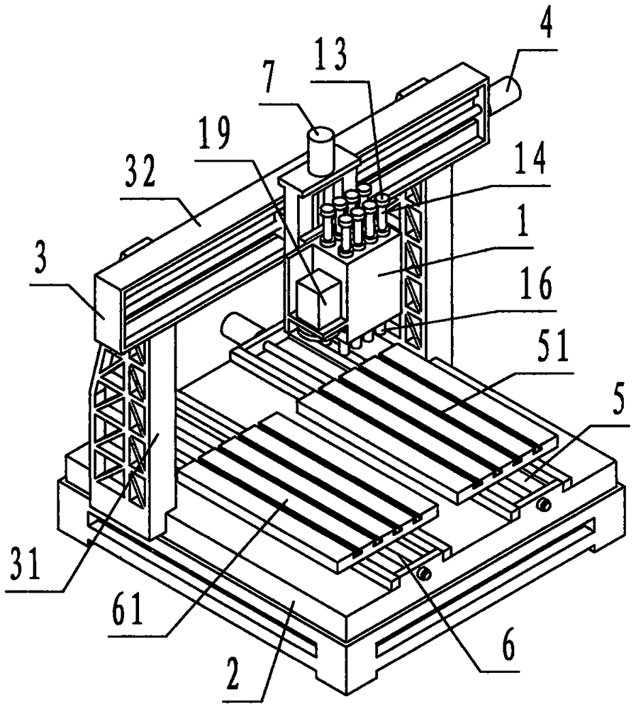 Numerical control drilling and milling machine with numerical-control multi-axis double working tables