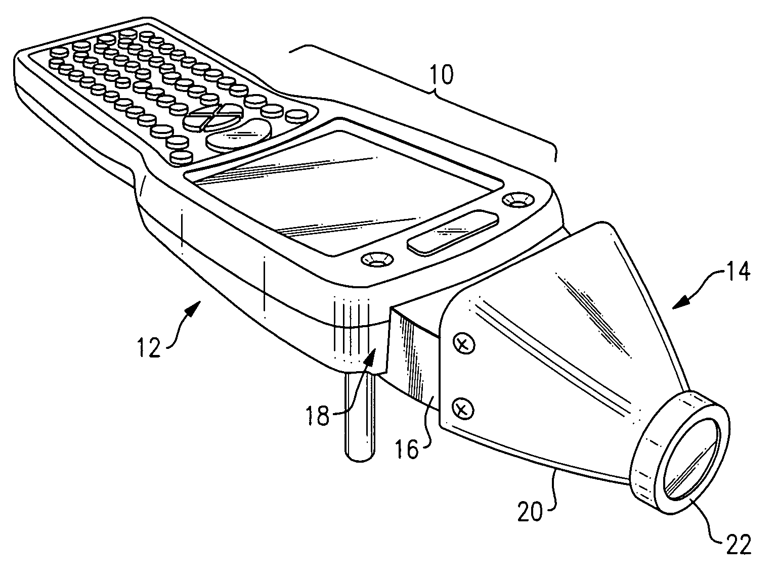 Optical symbol scanner and illuminator with powered socket