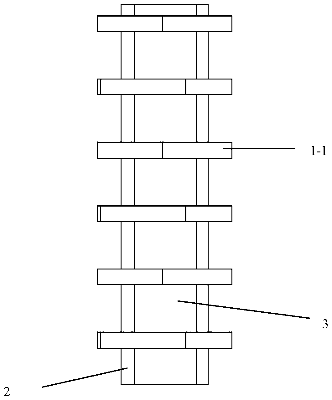 Reinforcing device for tenon-mortise structures of cylindrical template and use method thereof